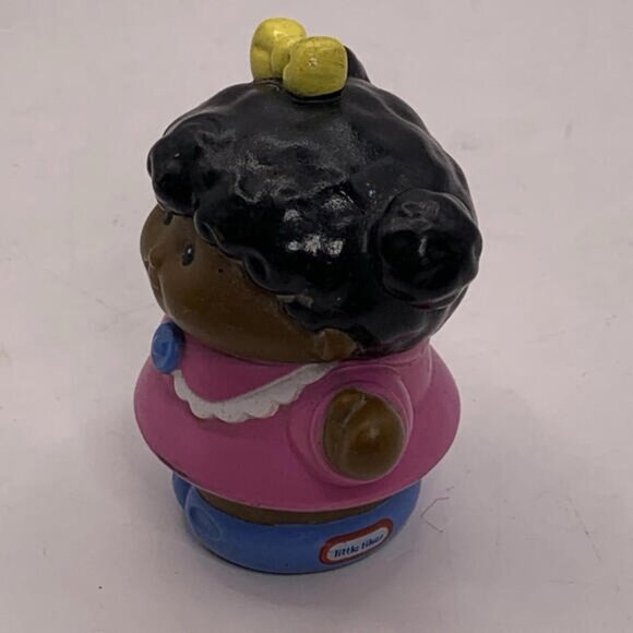 Little Tikes African American Girl Figure Black Hair Pink Dress Yellow Bow - Picture 4 of 6